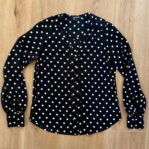 EXPRESS Black & White Polka Dot Top Size S